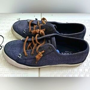 Sperry Top Sider Women Size 6.5‎ Chambray Deck Shoes STS99357 Leather Laces